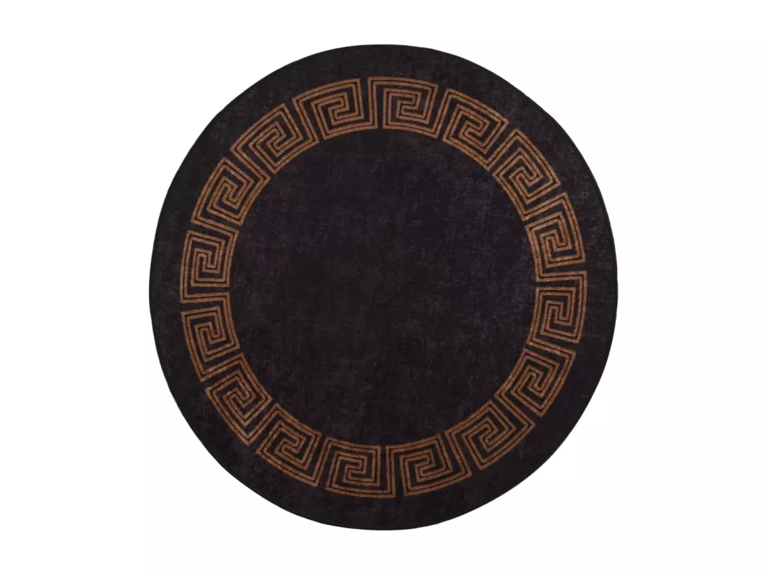 Tapis lavable antidérapant f120 cm noir et doré