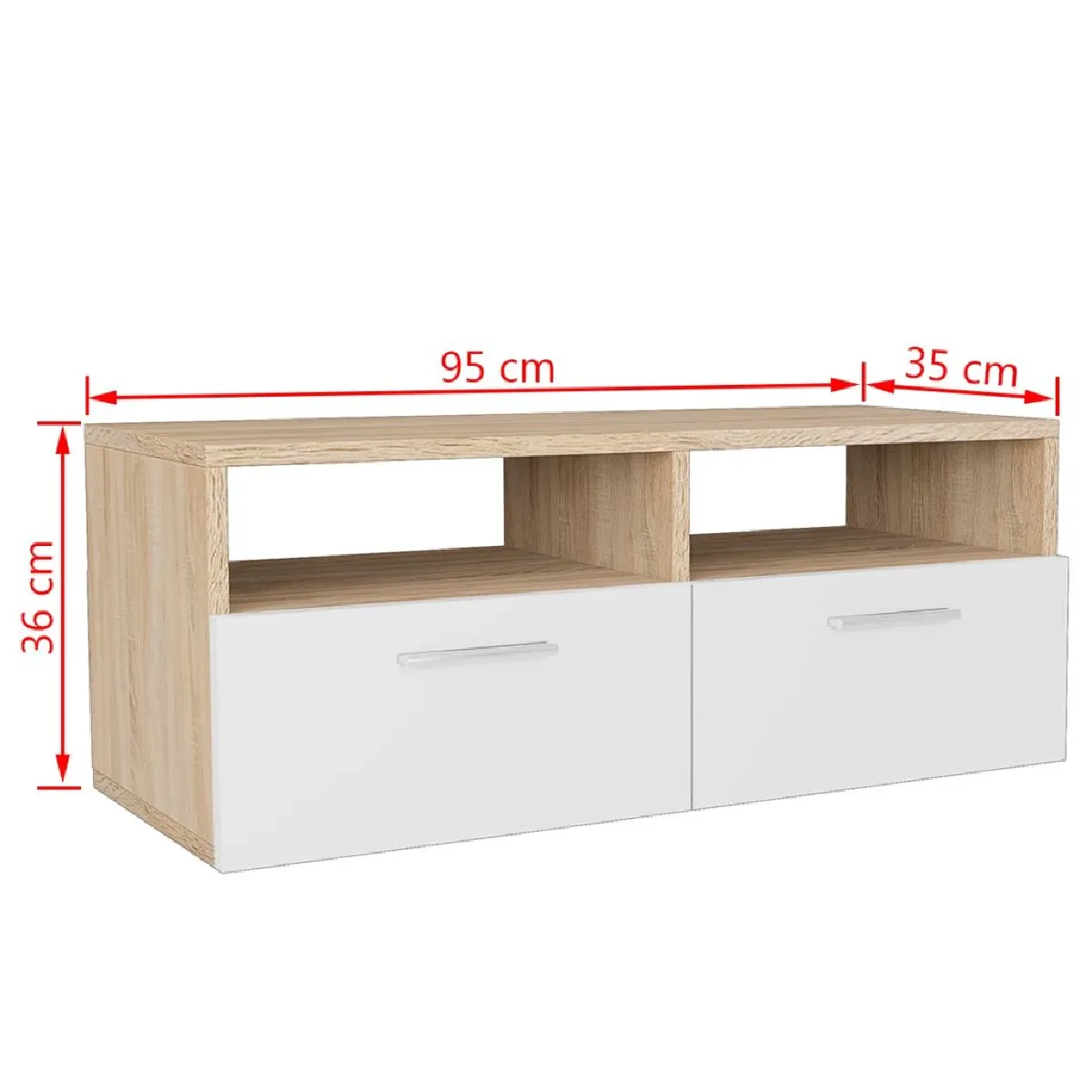 Helloshop26 Meuble TV Design - Chêne et Blanc 95 cm