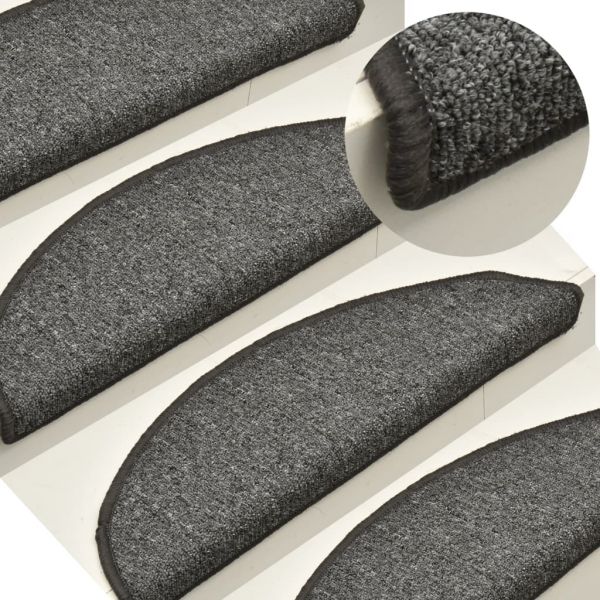 Tapete/carpete para Degraus 15 Peças 65x24x4cm Cinza-escuro - 322369