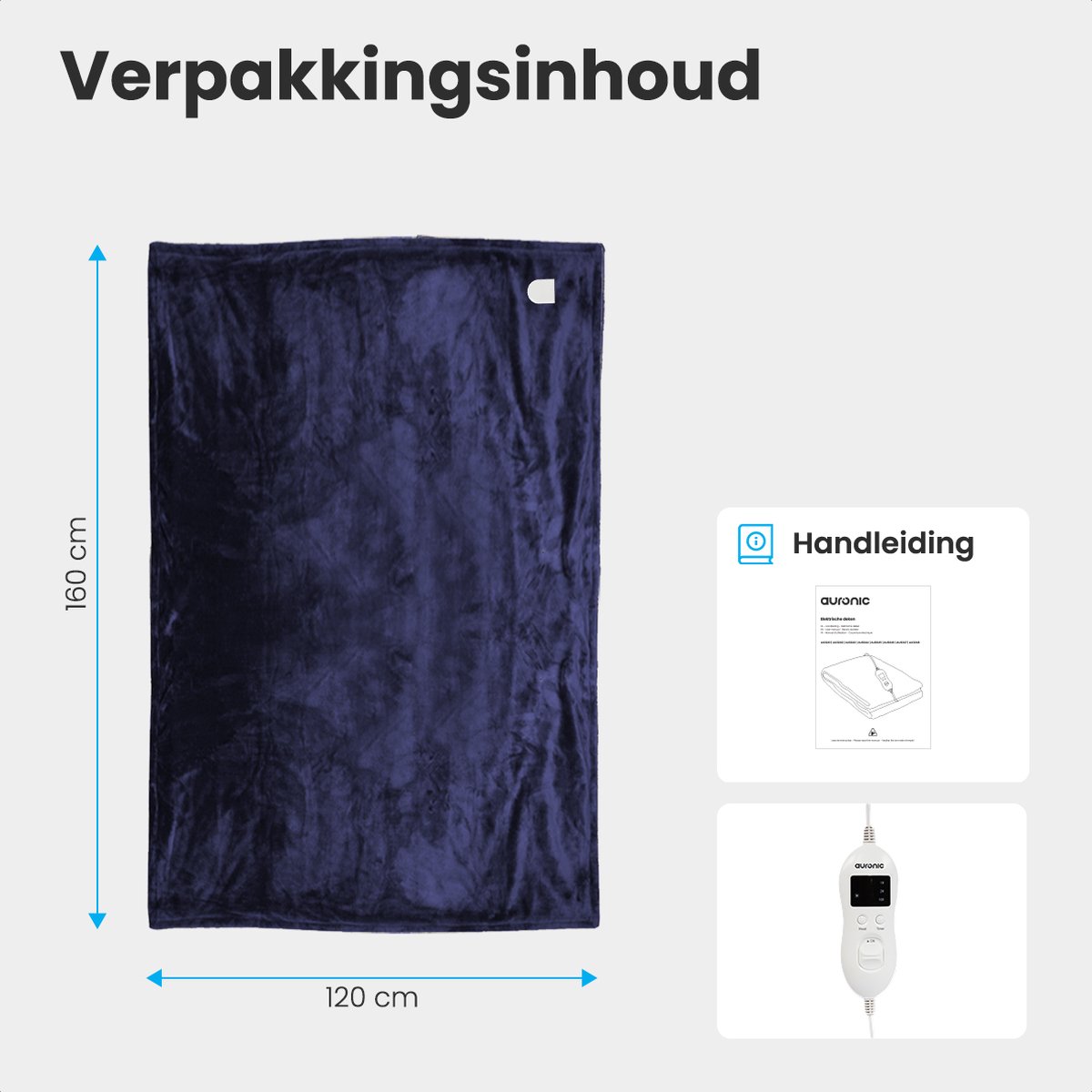 Auronic 1-Persoons elektrische deken - Blue