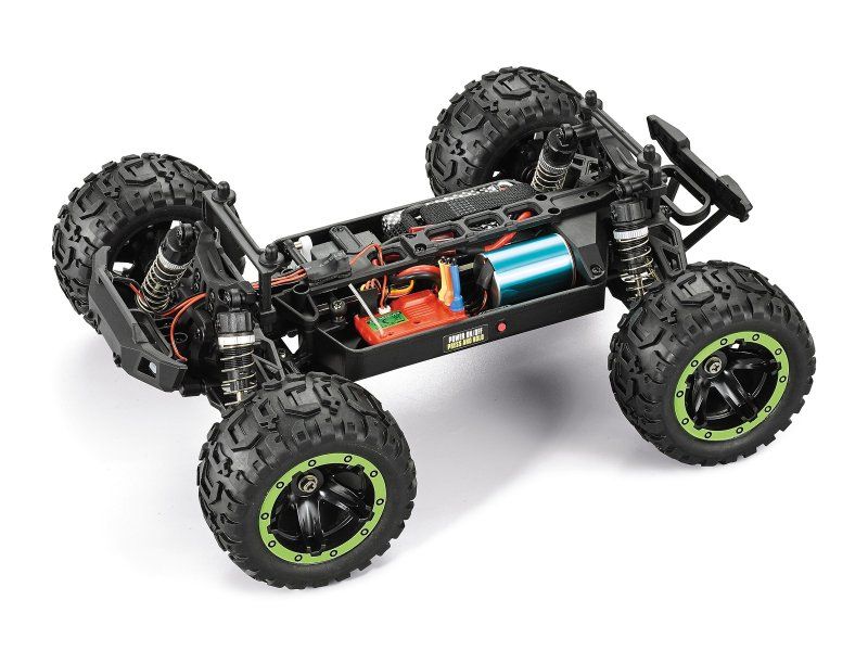 Blackzon Monster Truck Slyder MT Turbo 4WD Brushless Grün, Off-Road RC Modell mit Brushless Allradantrieb