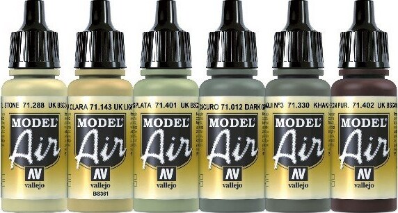 Vallejo - Model Air Maling Sæt - Caunter British Colors - 6X17 ML