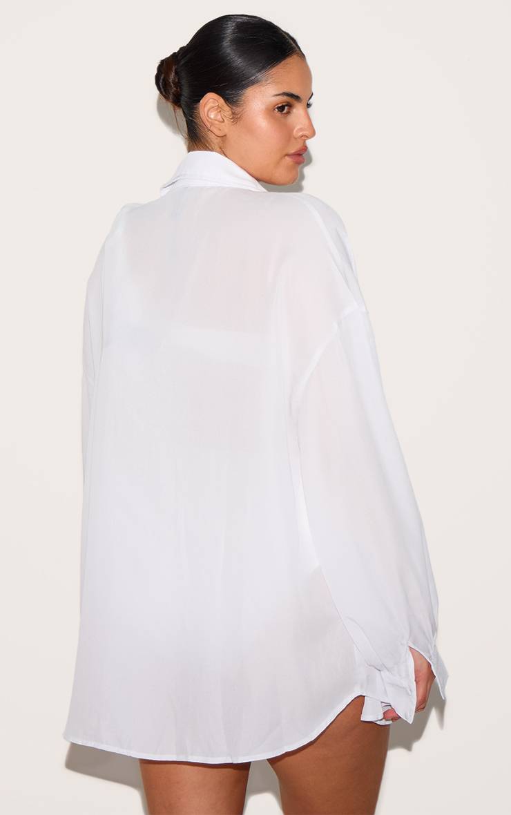 Blanc Chemise De Plage Oversize Grande Taille