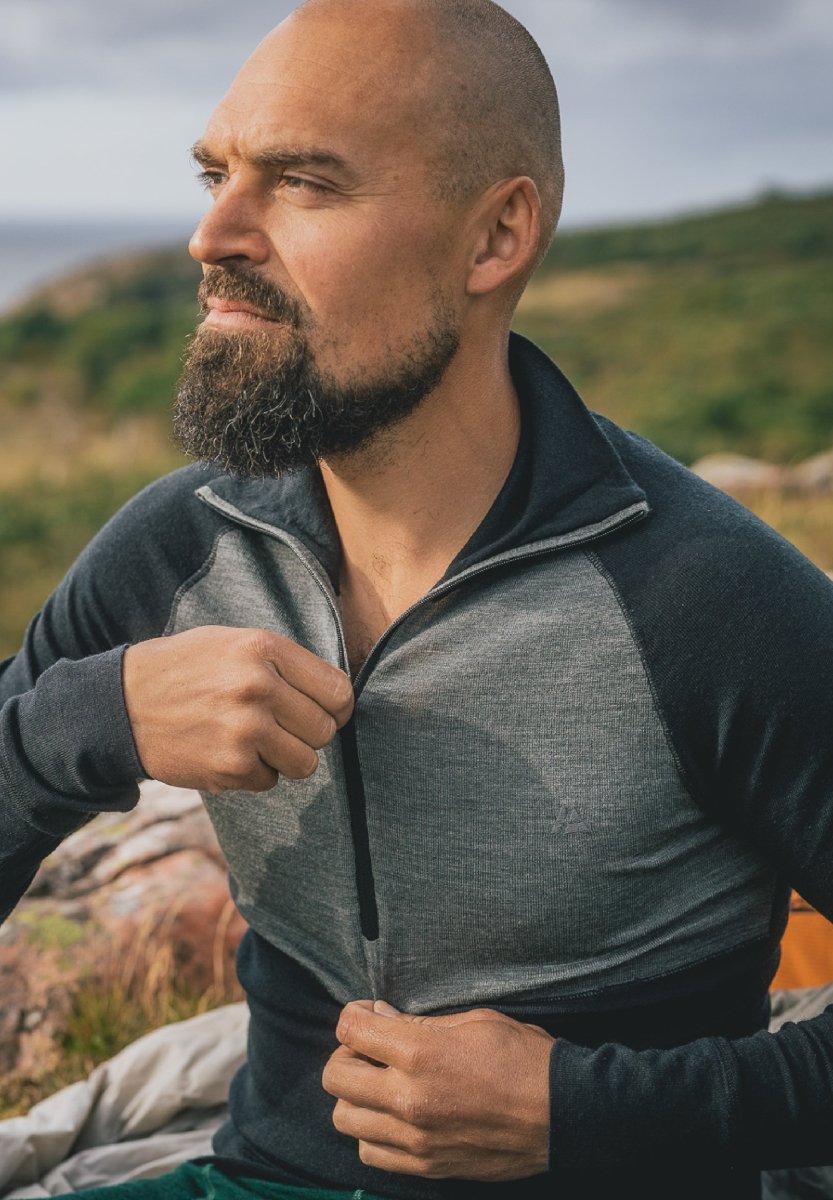 MERINOULD BASELAYER HALF-ZIP BLUSE TIL MÆND