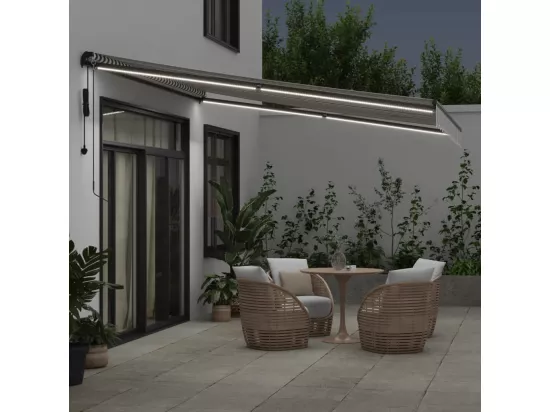 Auvent rétractable automatique avec LED anthracite et blanc
