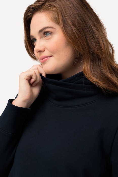 Long-Sweatshirt, Cut-Out, Stehkragen, Langarm, Biobaumwolle