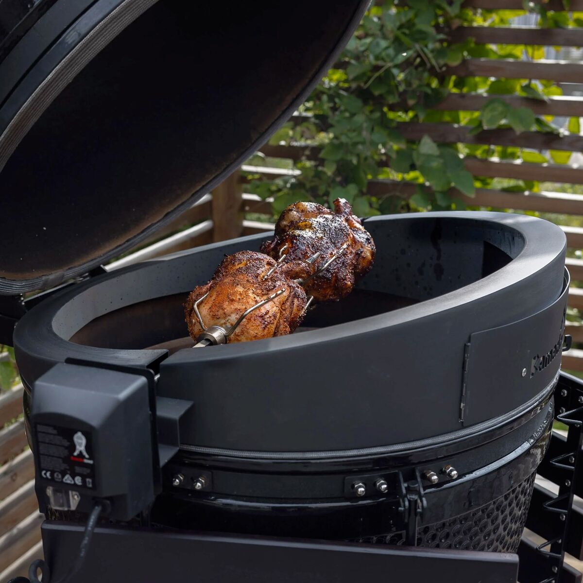 Maxi kullgrill, grønn + grillmesterens rotisserie og pizzaovn
