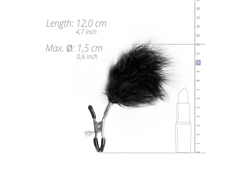 Easytoys Fetish Collection Nippelklemmen Verstellbare Brustwarzenklammern mit Plüsch-Tickler