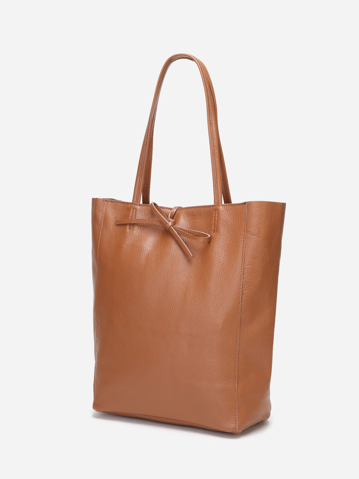 Sac cabas en cuir à lacets- Camel