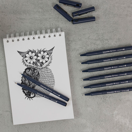 Schneider Pictus 8er Etui Fineliner - schwarz
