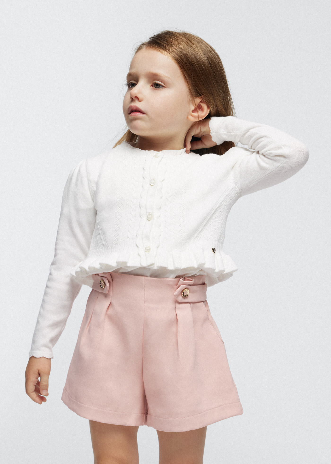 Casaquinho Better Cotton com detalhes vazados para meninas, branco