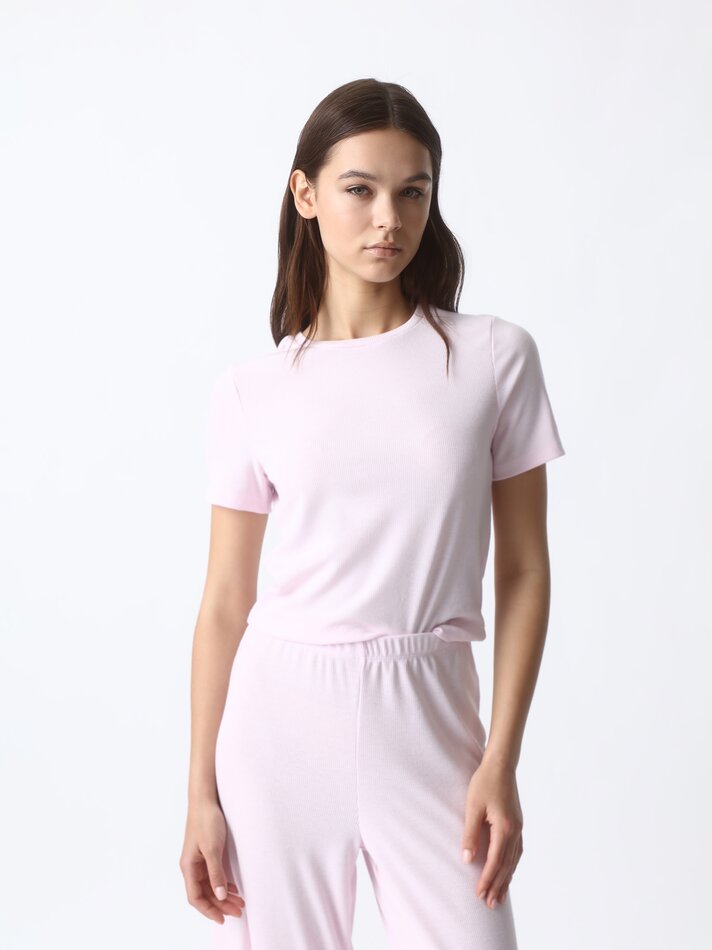 Calça de pijama canelada - Rosa