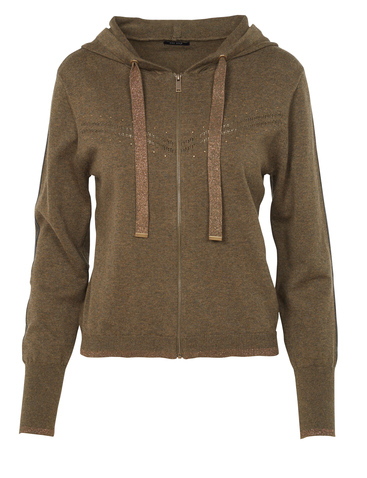 Gilet à capuche zippé en coton | Kaki