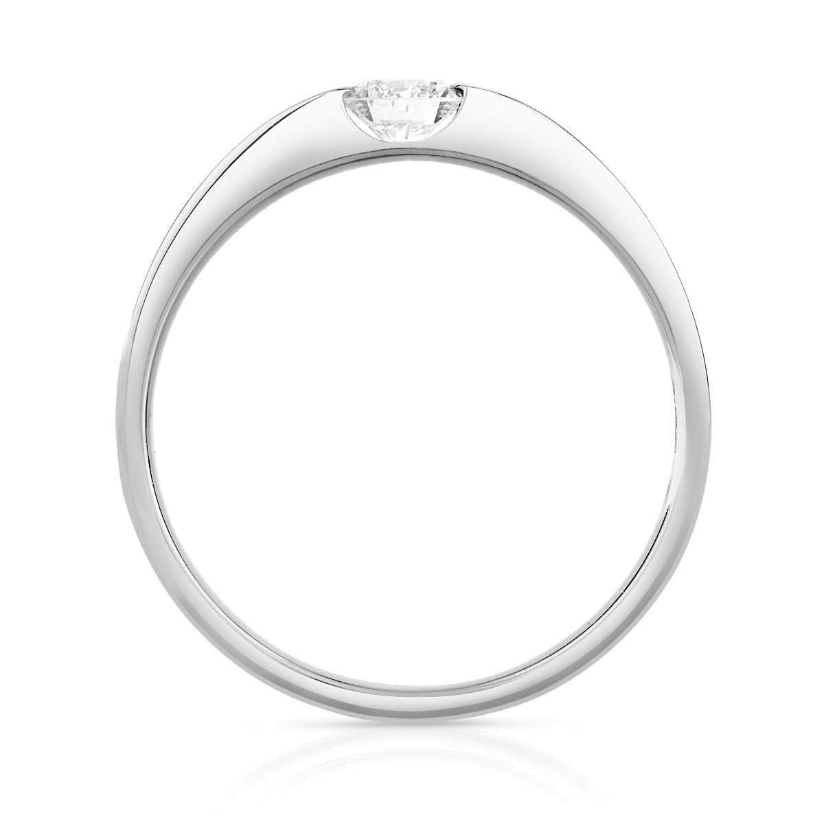 Bague solitaire or 750 blanc diamant synthétique 0.25 carat
