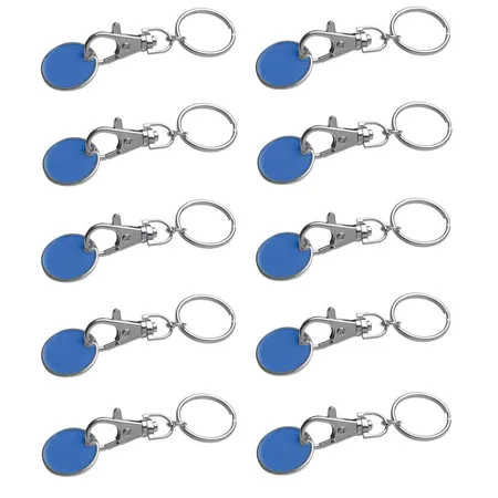 Macma Metall Schlüsselanhänger mit Einkaufschip, blau, 10 Stück
