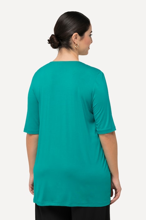 T-Shirt, Perlen, A-Linie, Tunika-Ausschnitt, Halbarm