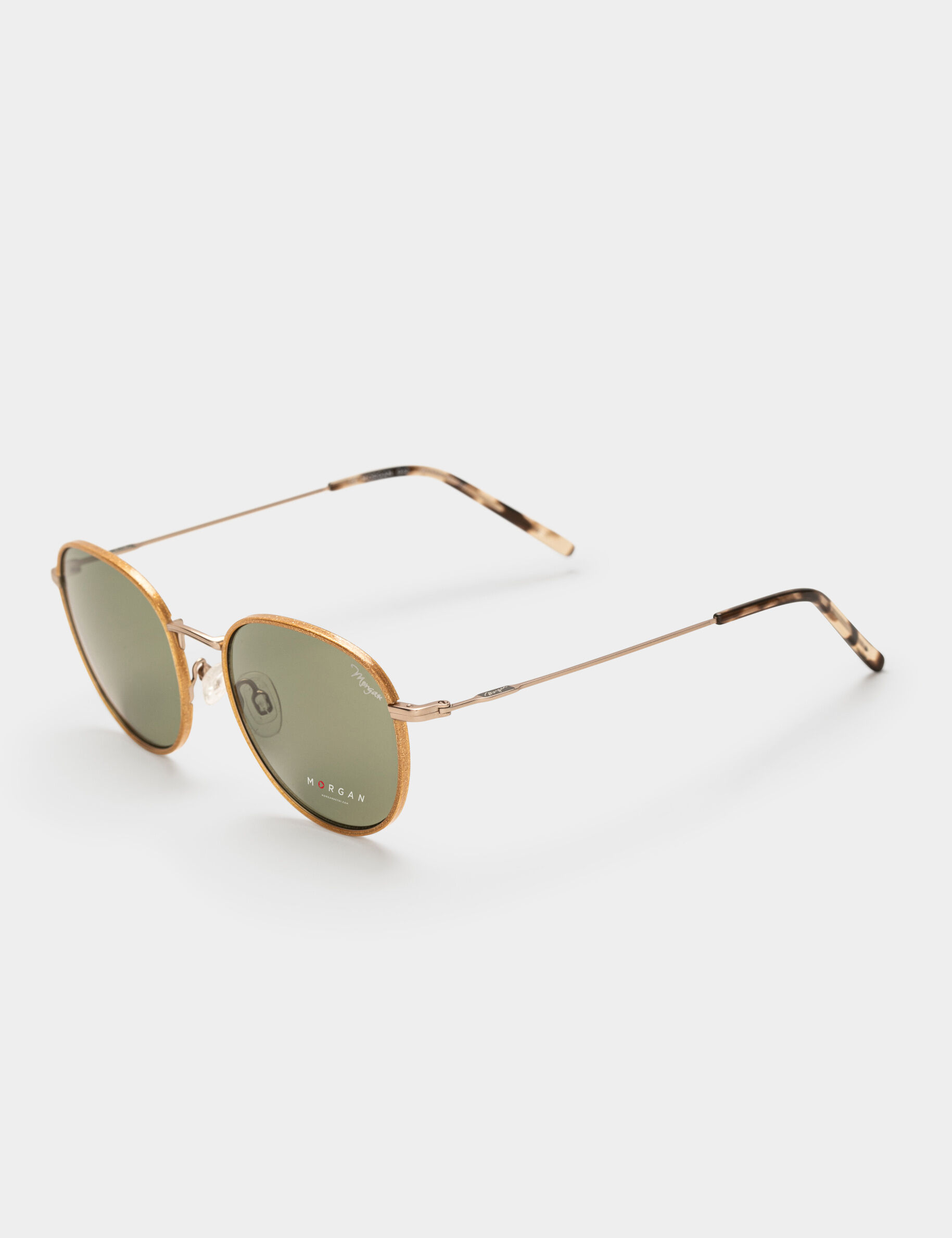Lunettes de soleil arrondies dore femme - dore