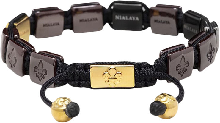 Nialaya Men's Ceramic Flatbead Bracelet in Red and Black Red / black