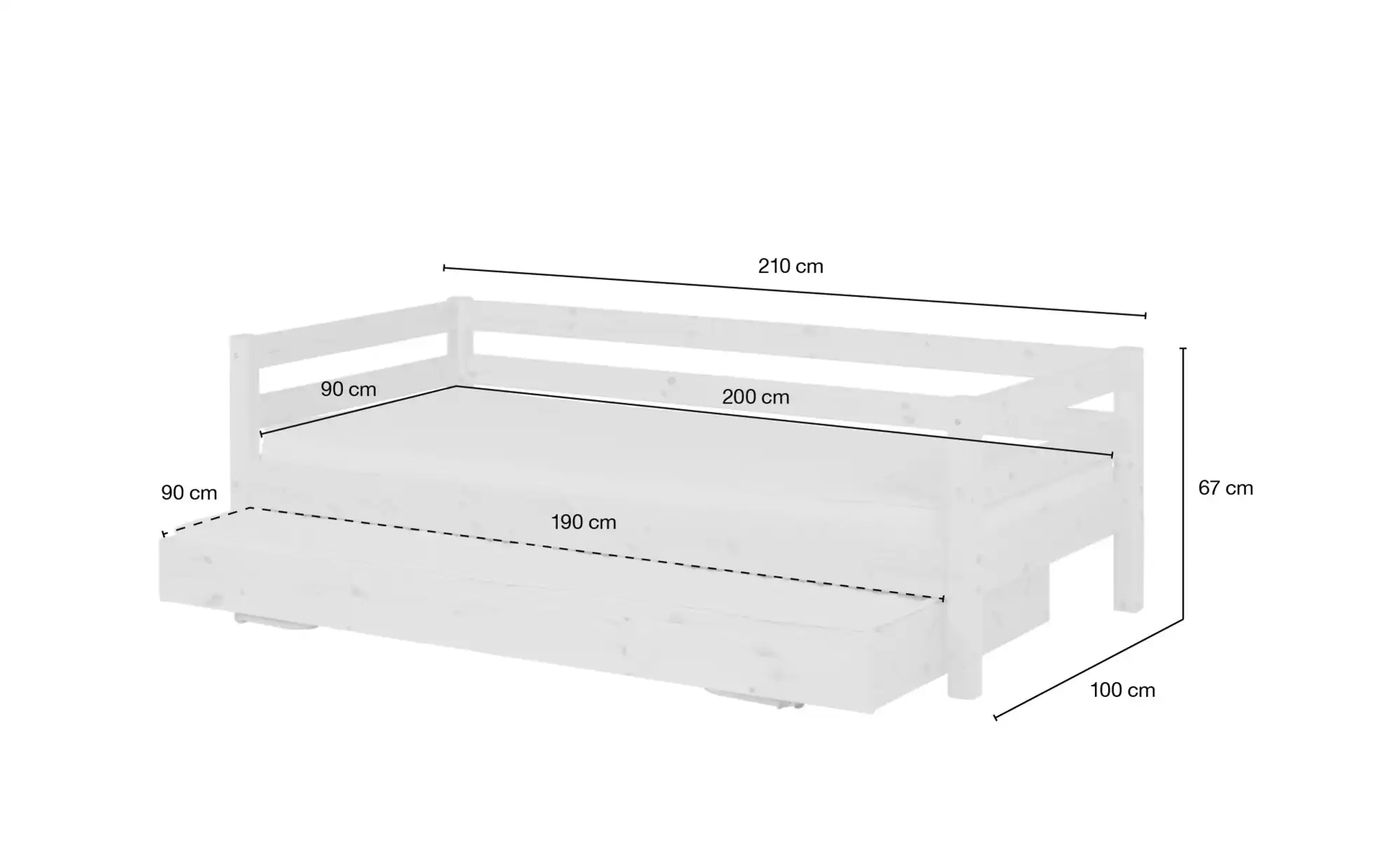 FLEXA Bett mit Ausziehbett Flexa Classic