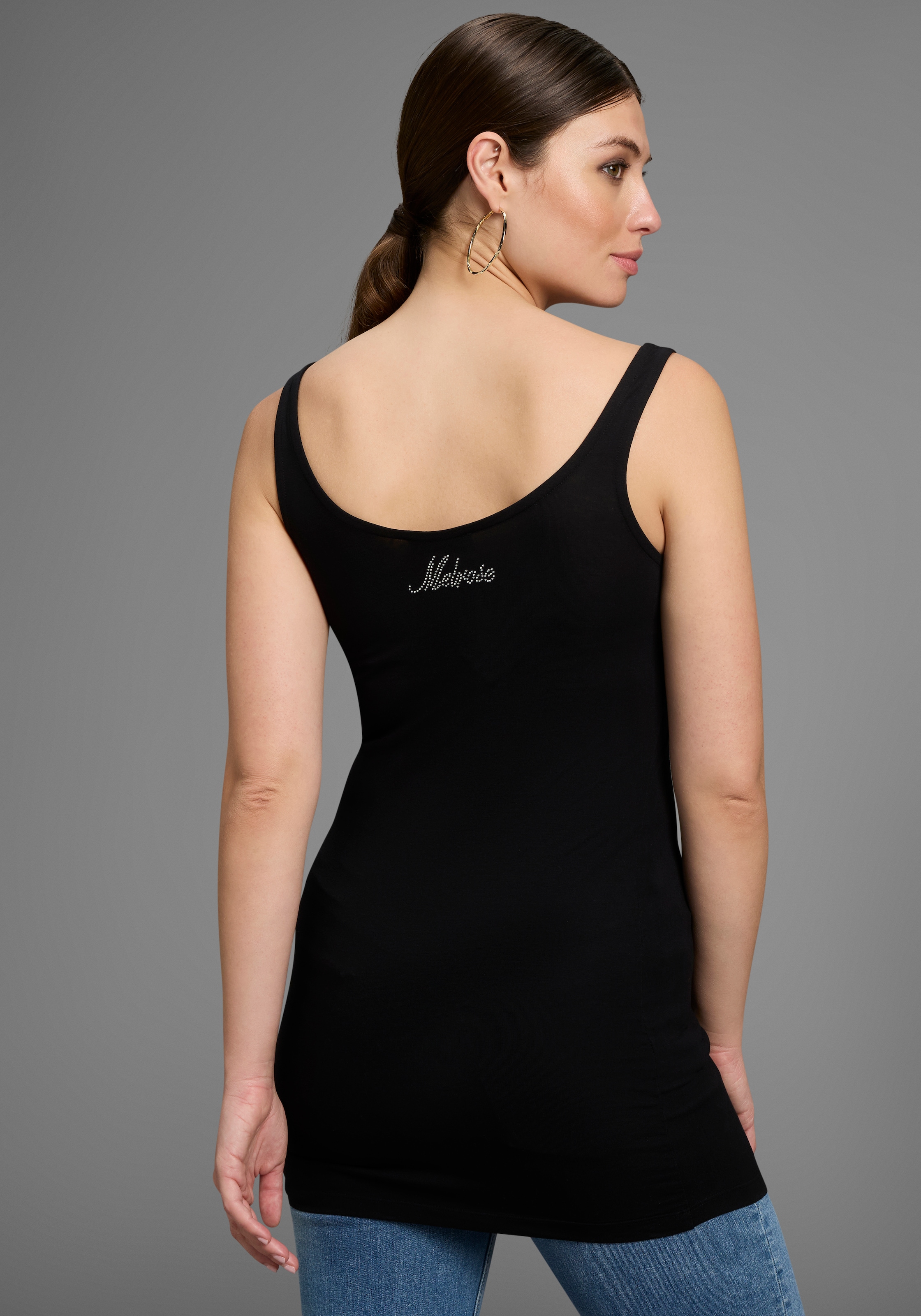 Melrose Longtop, 2 Stk. mit dezentem Glitzer-Logo am Rücken