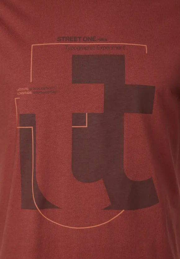 T-Shirt mit Letterprint - rusty red