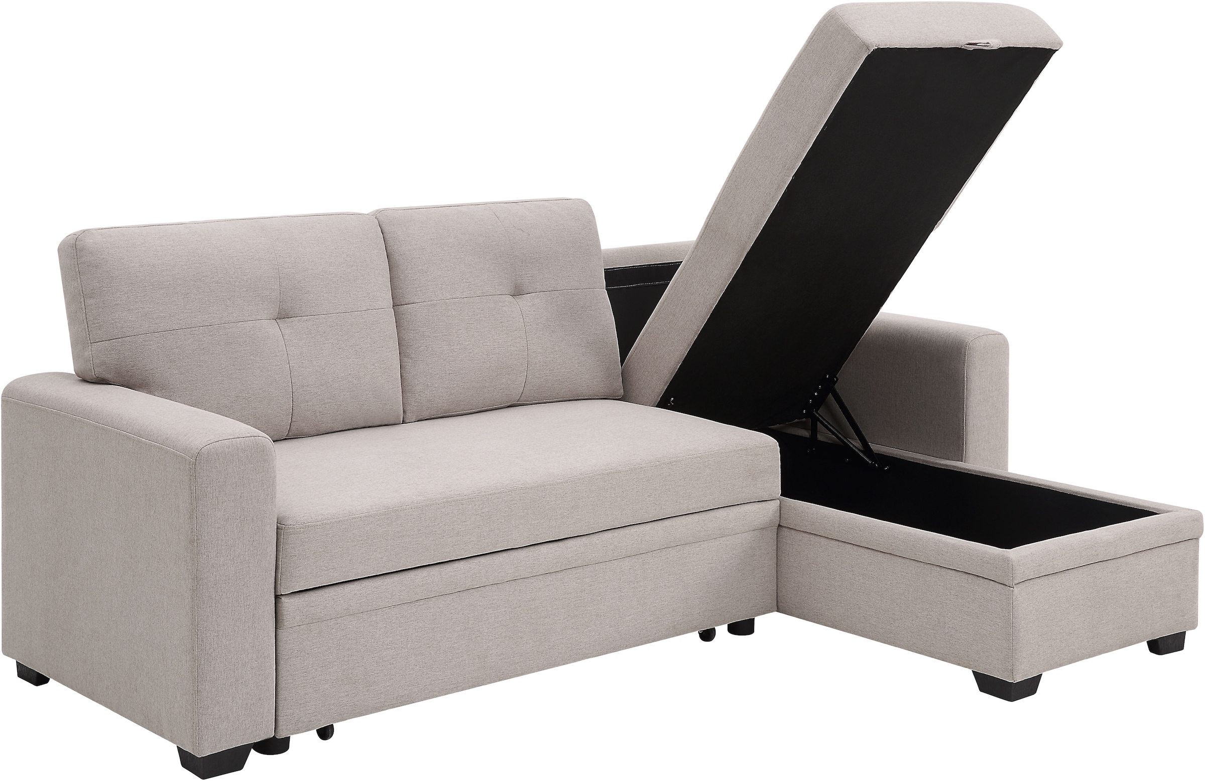 ATLANTIC home collection Ecksofa »Gerrit L-Form, B: 216 cm« mit Bettfunktion & Bettkasten