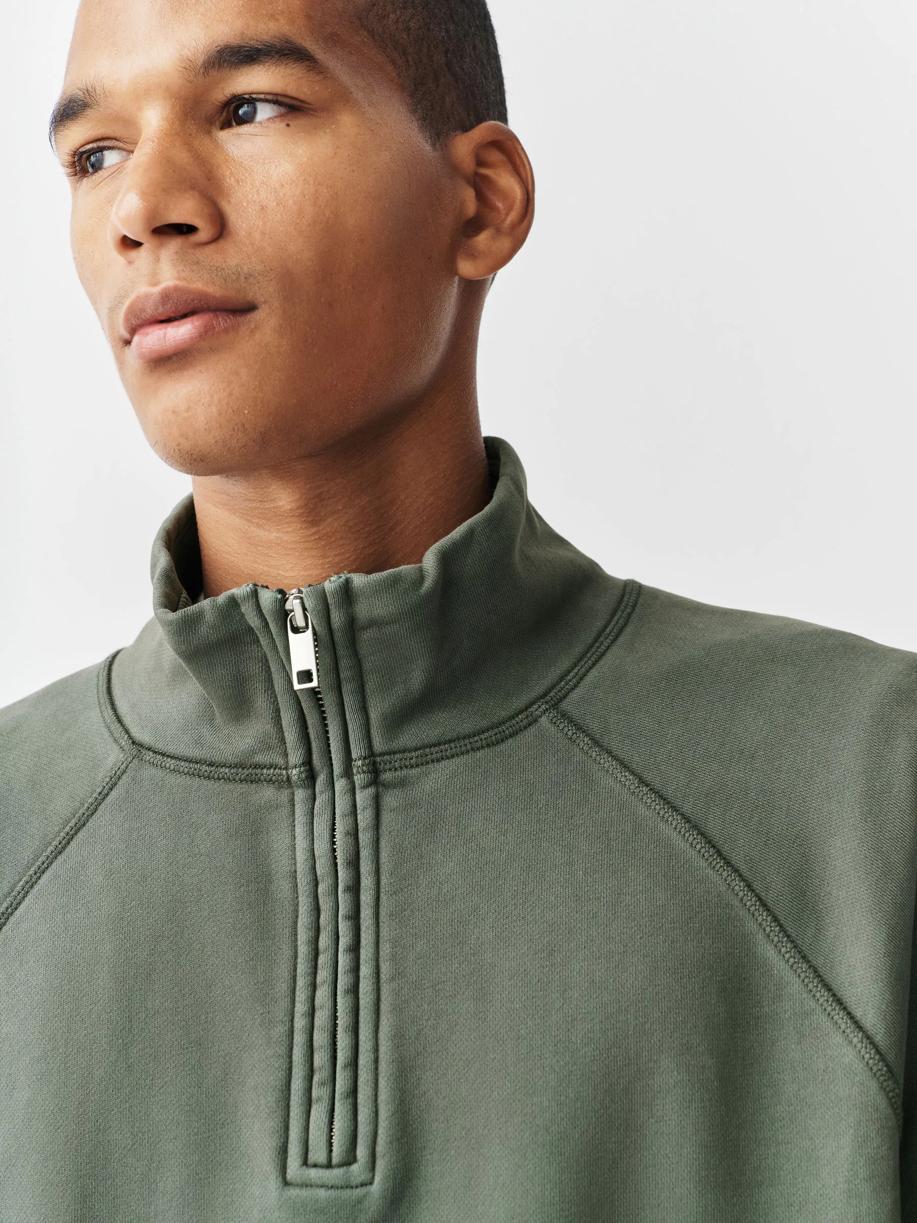 Grijs-groen - Heavyweight Washed Quarter Zip Sweatshirt