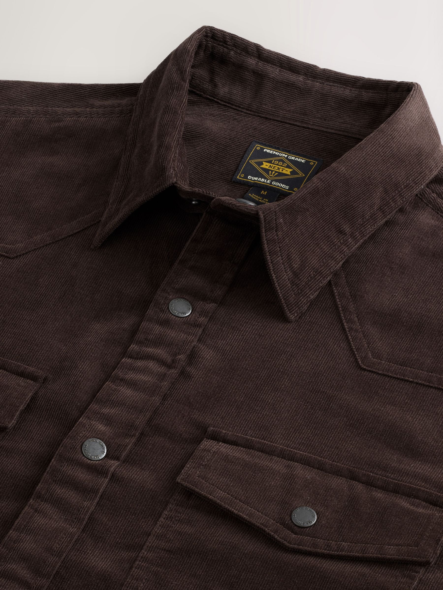 Chocoladebruin - Overhemd in westernstijl met lange mouwen van corduroy