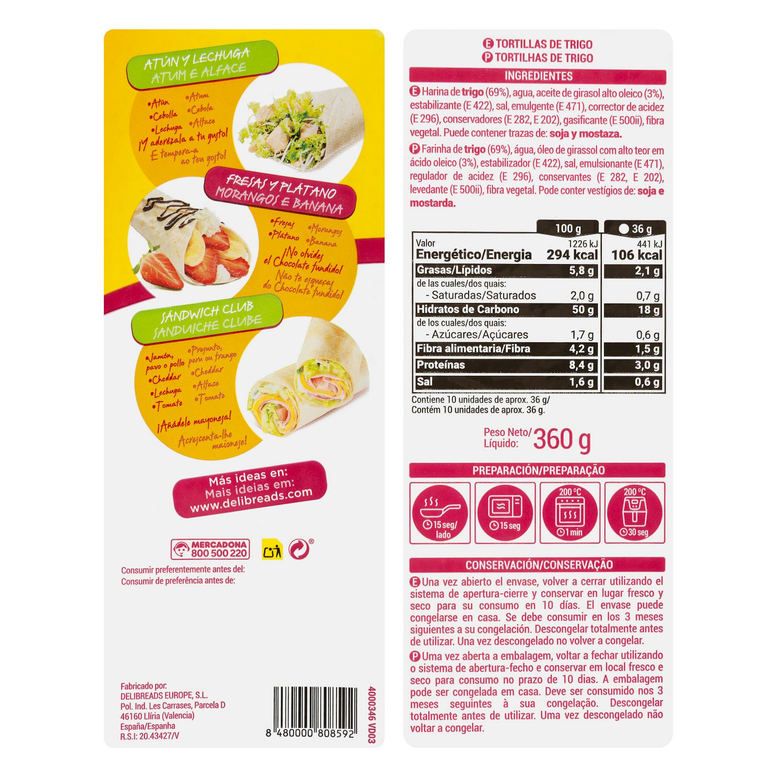 Tortillas de blé Hacendado