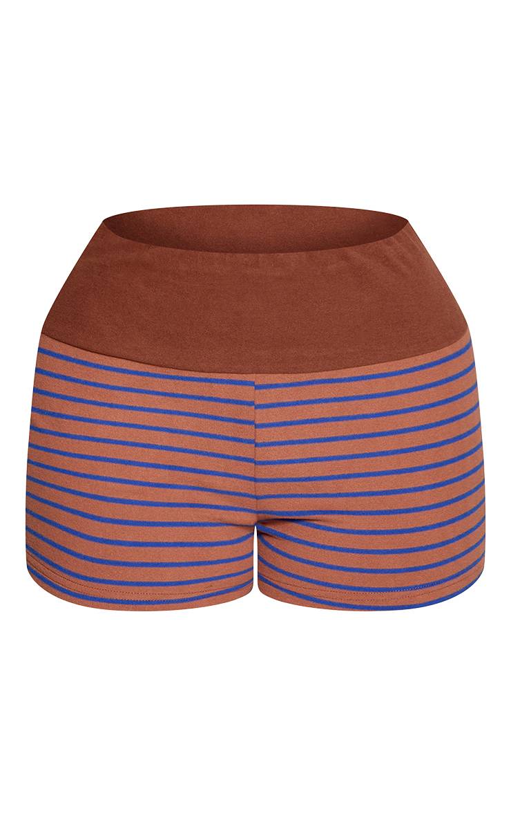 Marron Ensemble Coordonné Short Rayé Toucher Doux Shape