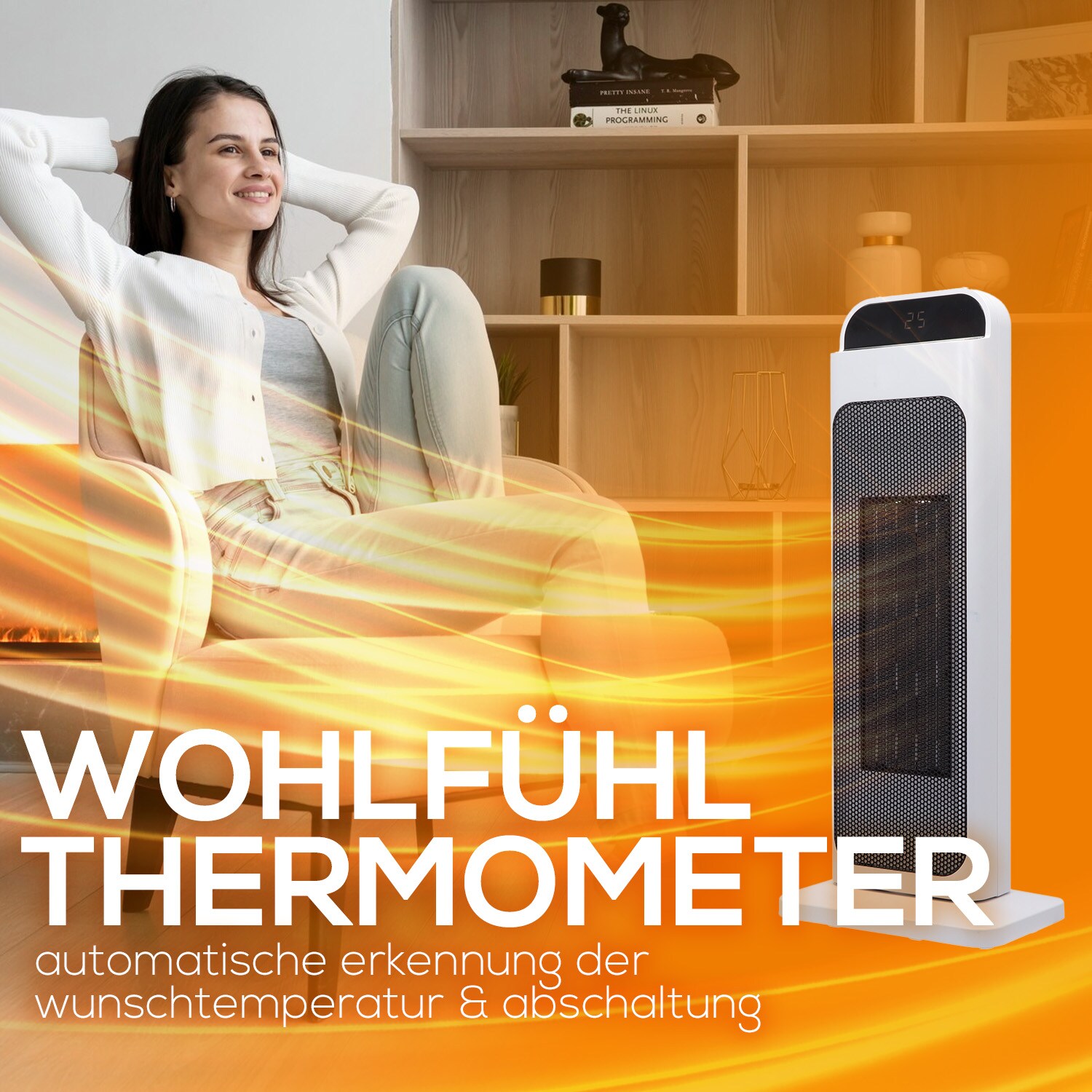 TroniTechnik® Turm-Keramik-Heizer 2000 Watt WIFI / APP, Heizlüfter, Fernbedienung, Oszillation, Timer, Kippsicherung, LCD