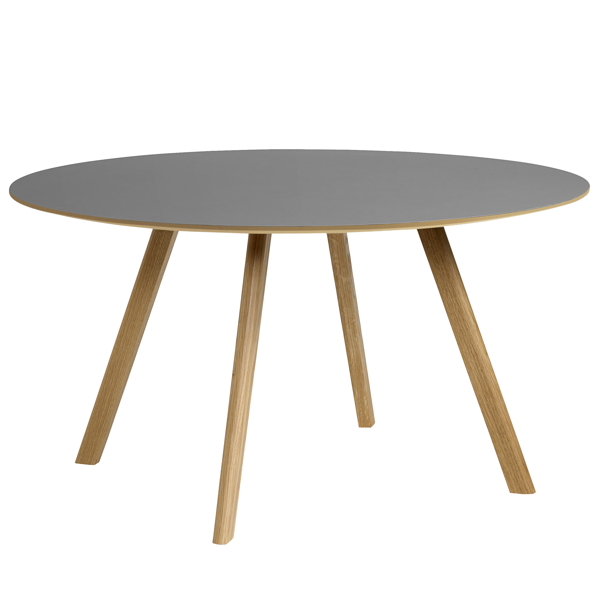 Eettafel CPH 25 Ø140 mat gelakt onderstel linoleum grijs blad