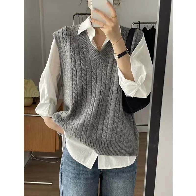 Shinsei - V-hals trui/vest met kraag