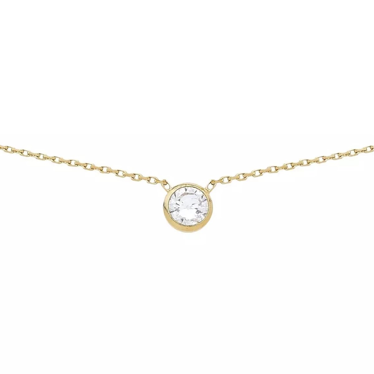 Collier oxyde de zirconium serti clos or jaune9 carats