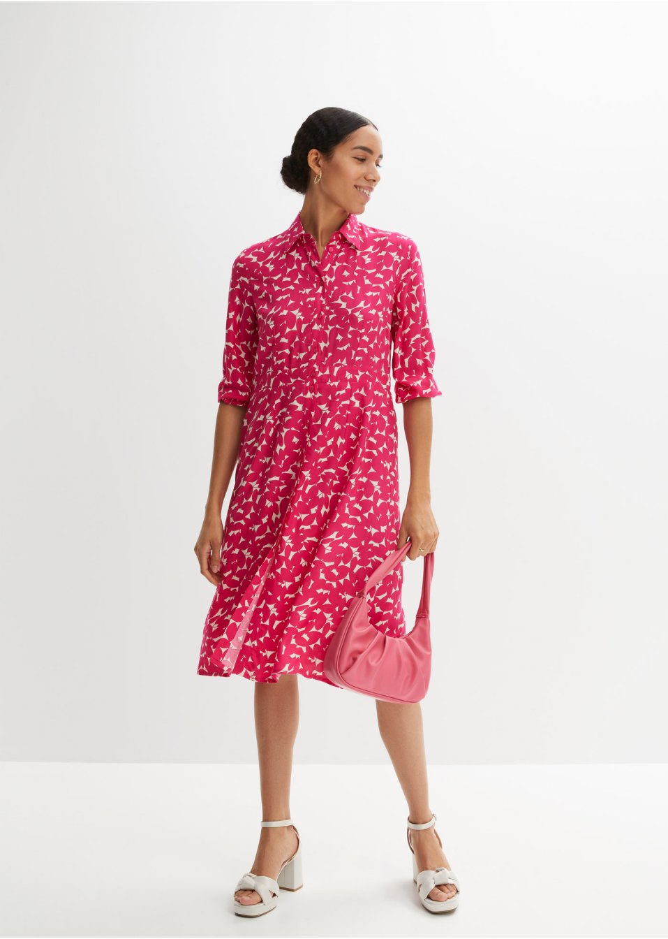 Robe-chemise avec manches 3/4