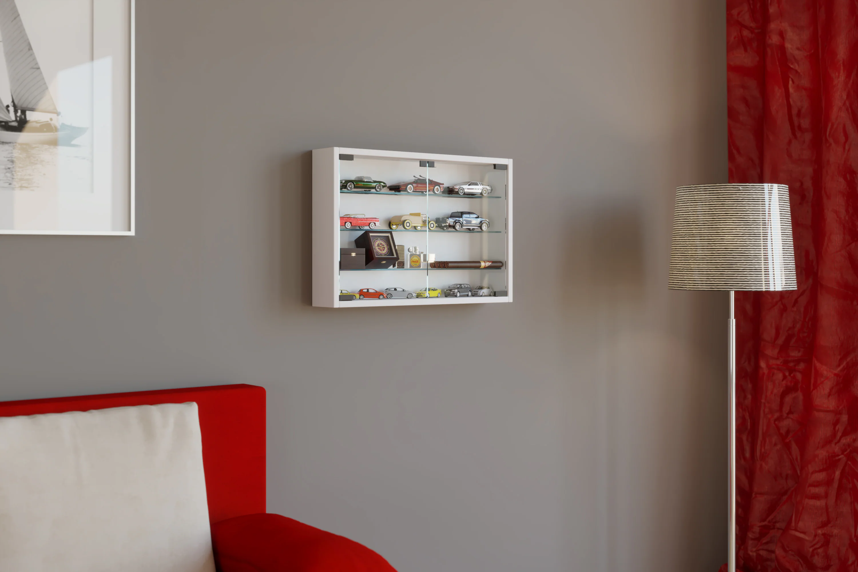 VCM Holz Glas Hängevitrine Wandvitrine Sammel Deko Sammler Vitrine Mandosa M