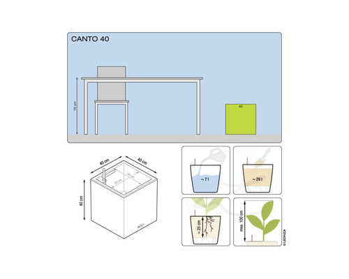 Lechuza Canto Premium plantenbak 40 x 40 x 40,5 cm wit