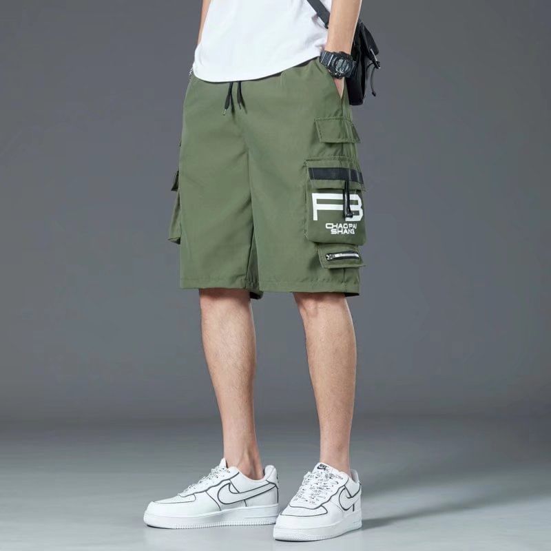 Craltuxe - Cargoshorts met trekkoord en letterprint