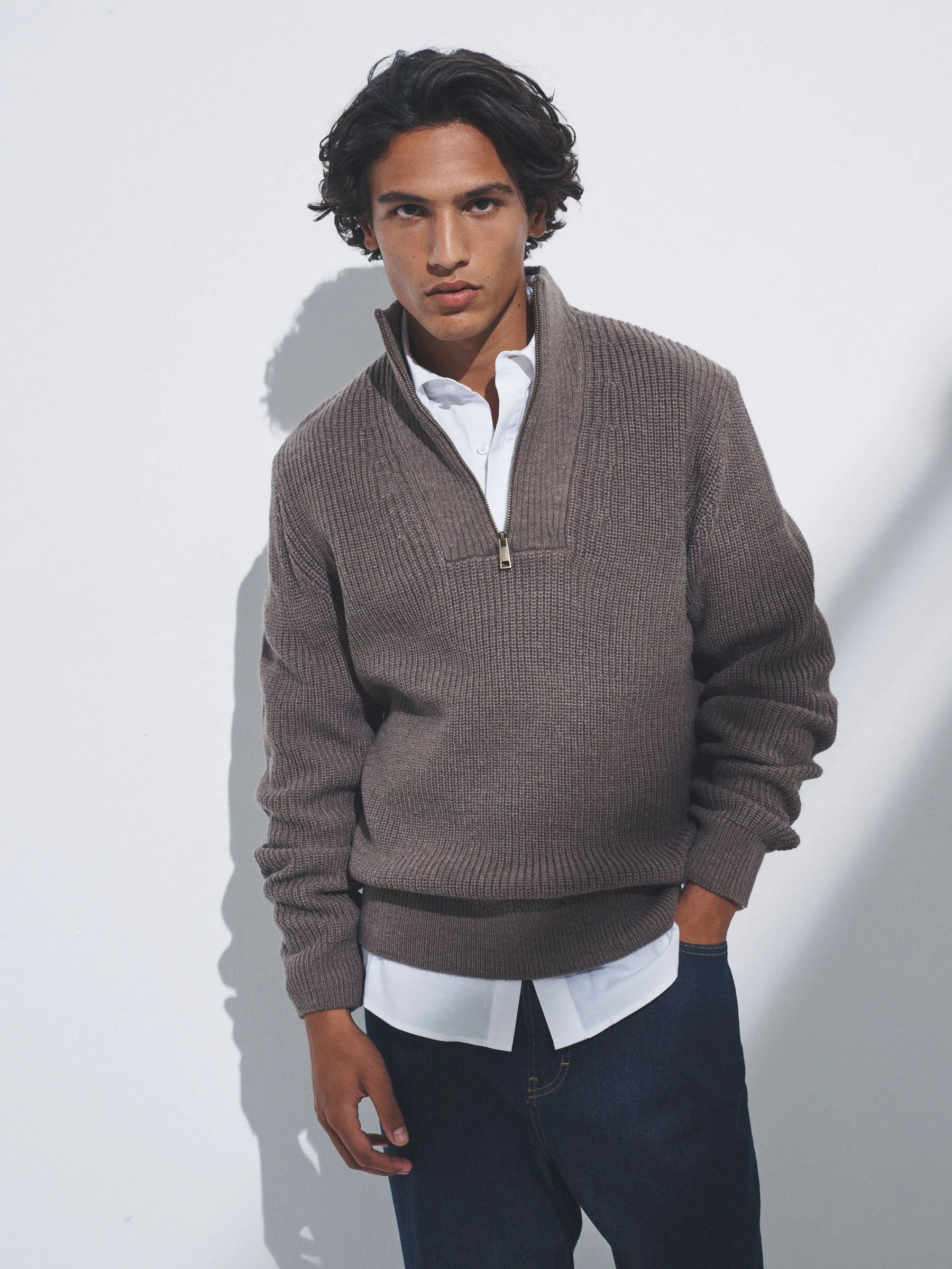 Bruin/marineblauw - The Set 2 Pack Quarter Zip Neck Jumpers
