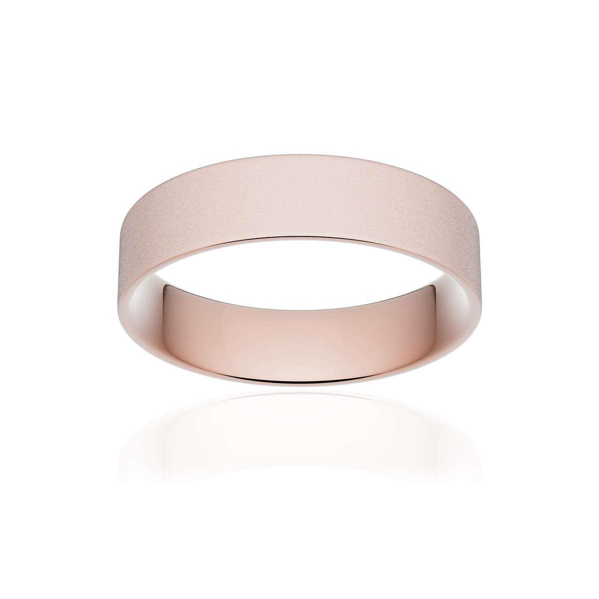 Alliance or 375 rose sablé ruban plat confort 5mm