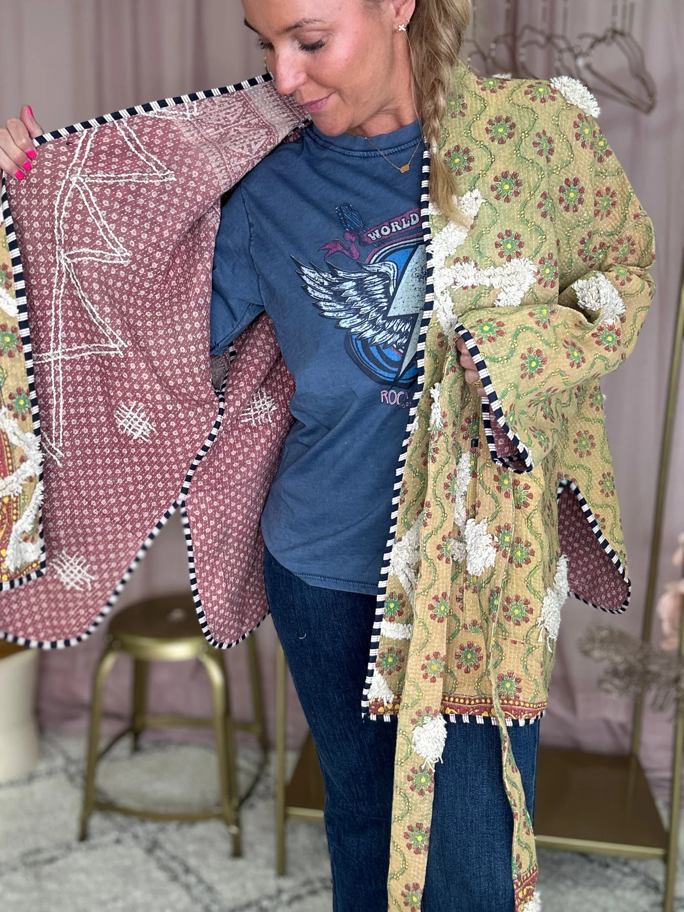 Sissel Edelbo Hedvig Tufted Jacket SE 1389 tufted kantha blanket yellow