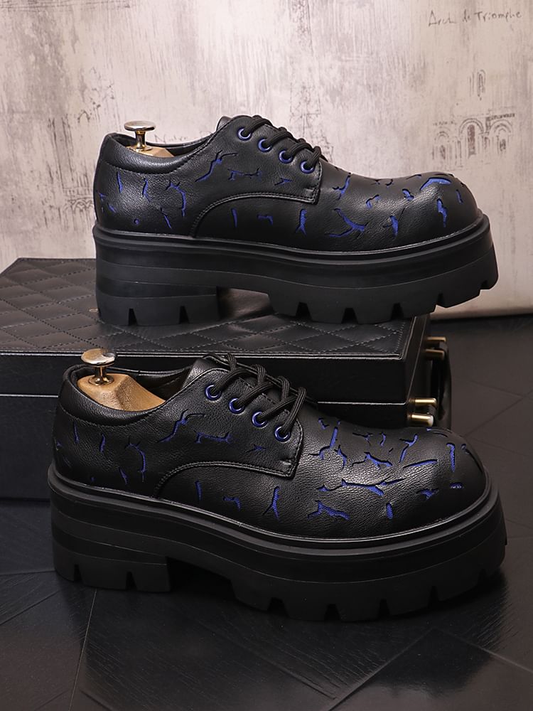 Mr Ozera - Geborduurde veterschoenen met plateauzool