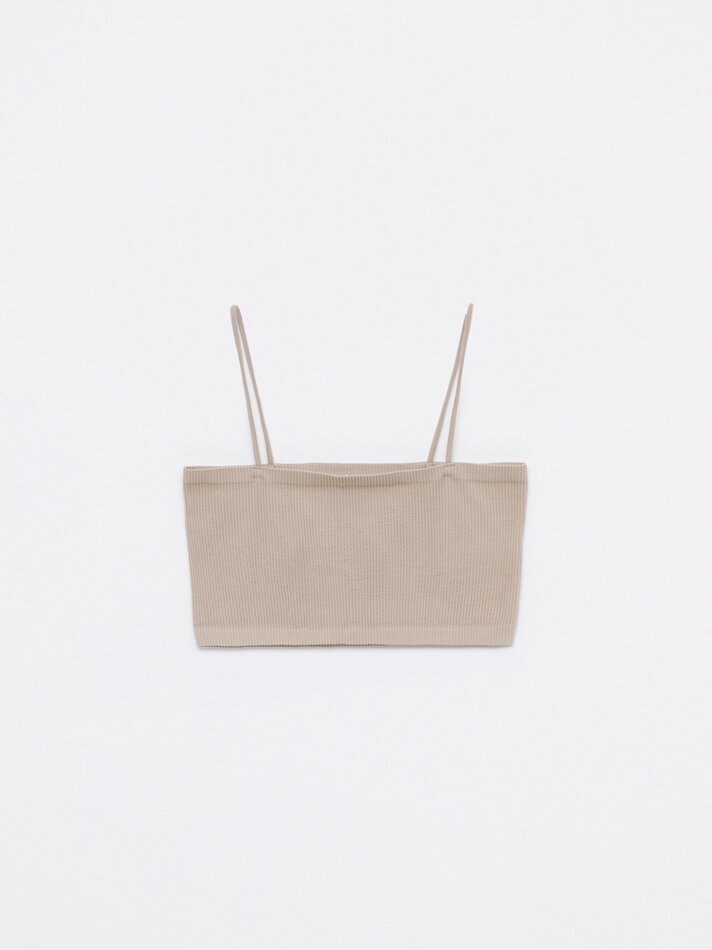 Top cropped sem costura - Bege claro