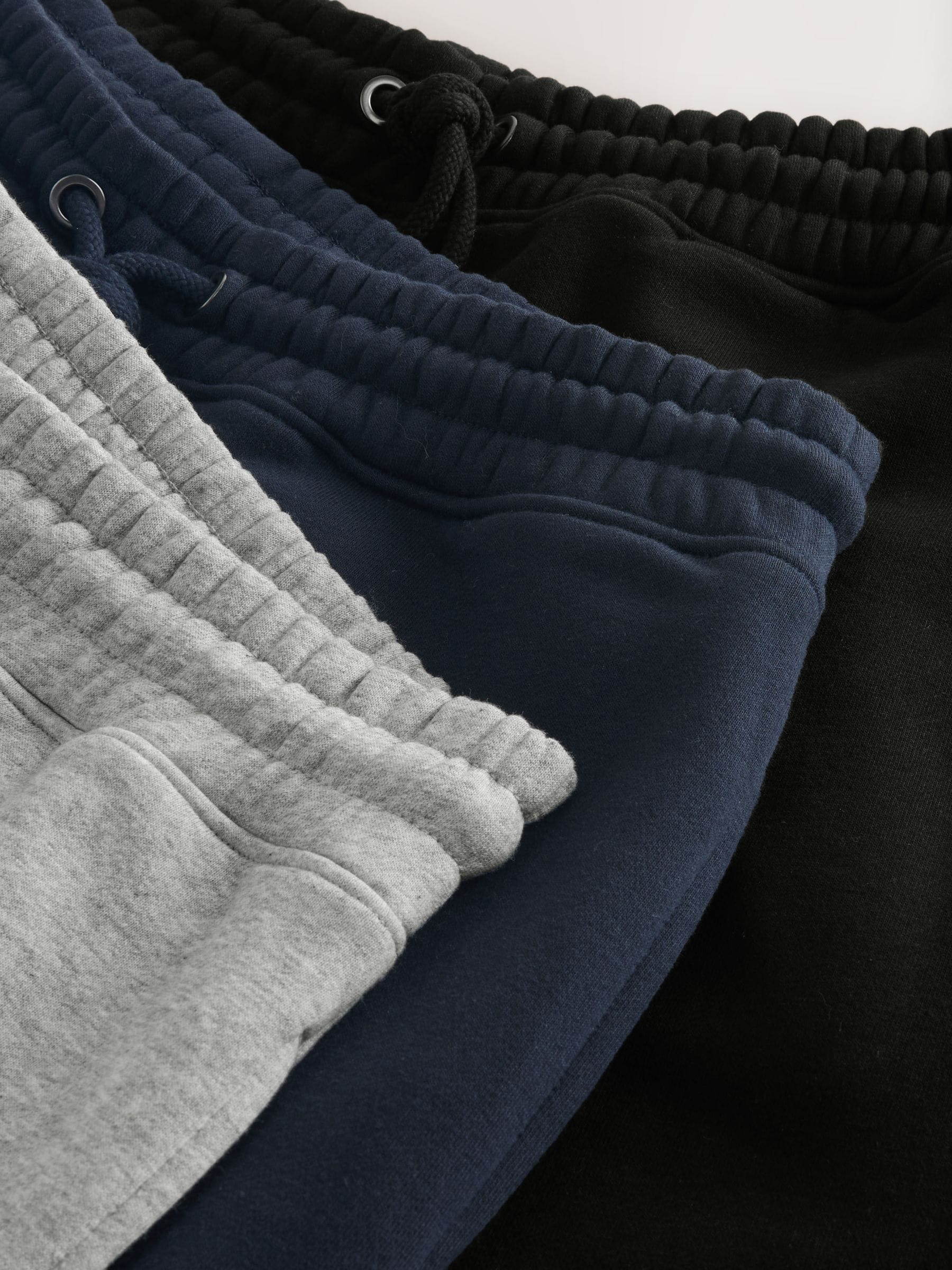 Zwart/marineblauw/grijs - Verpakking van 3 slim-fit jersey joggingbroeken met hoog katoengehalte
