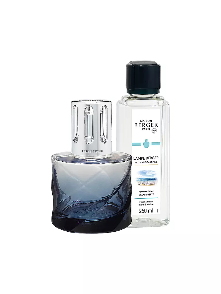 MAISON BERGER PARIS Lampe Berger Set FLACON SPIRALE BLEUE +250ml Vent D' Ocean hellblau