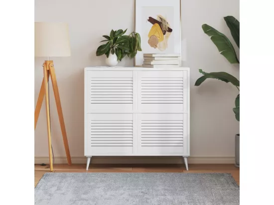 Portes d'armoire à persiennes 4pcs blanc 39,5x49,4cm pin massif