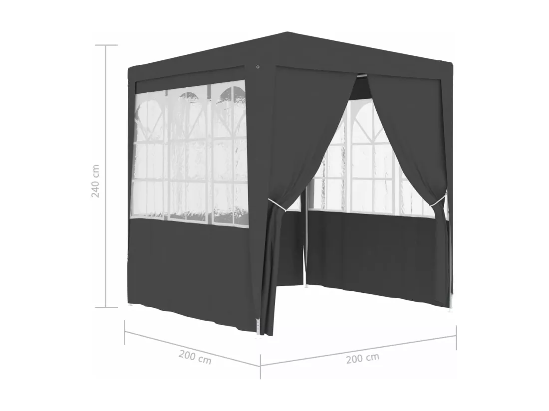 Tente de réception et parois latérales 2x2 m Anthracite 90 g/m²