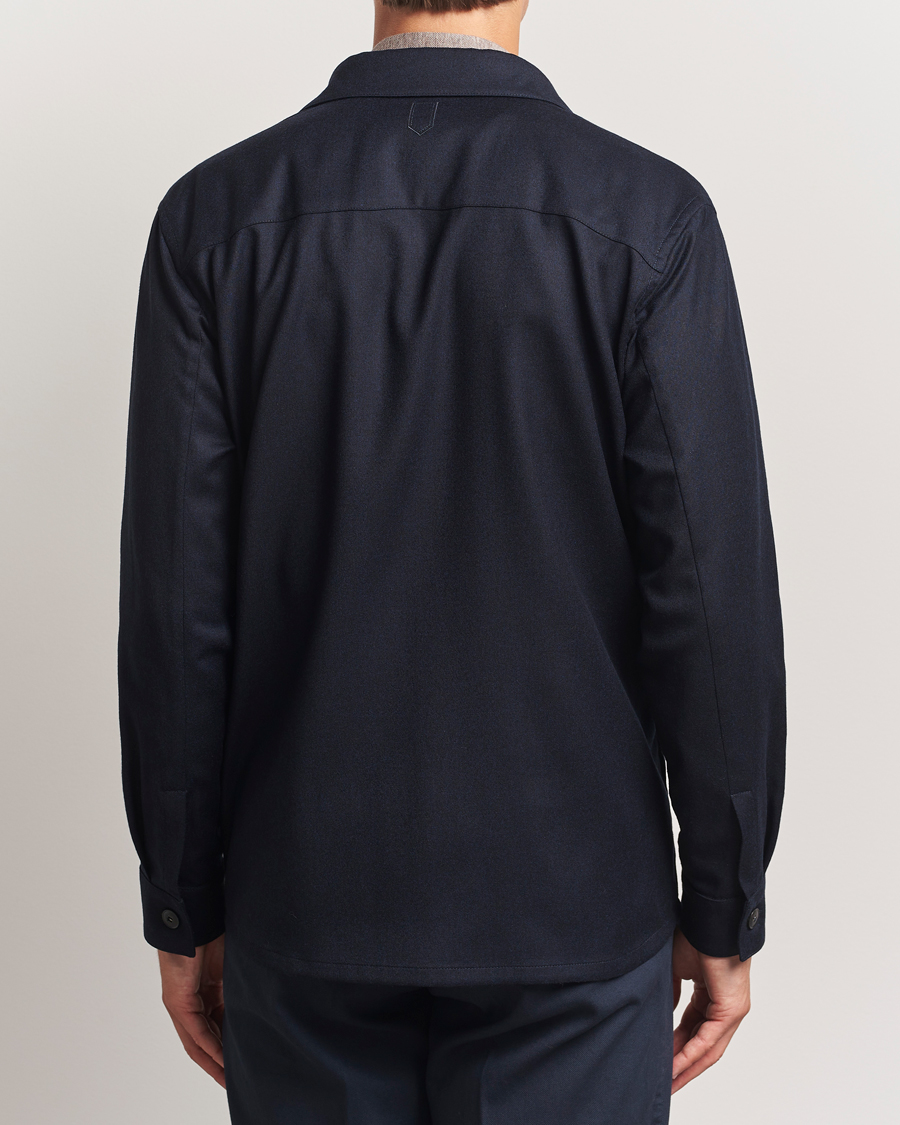 Canali Flannel Overshirts Navy