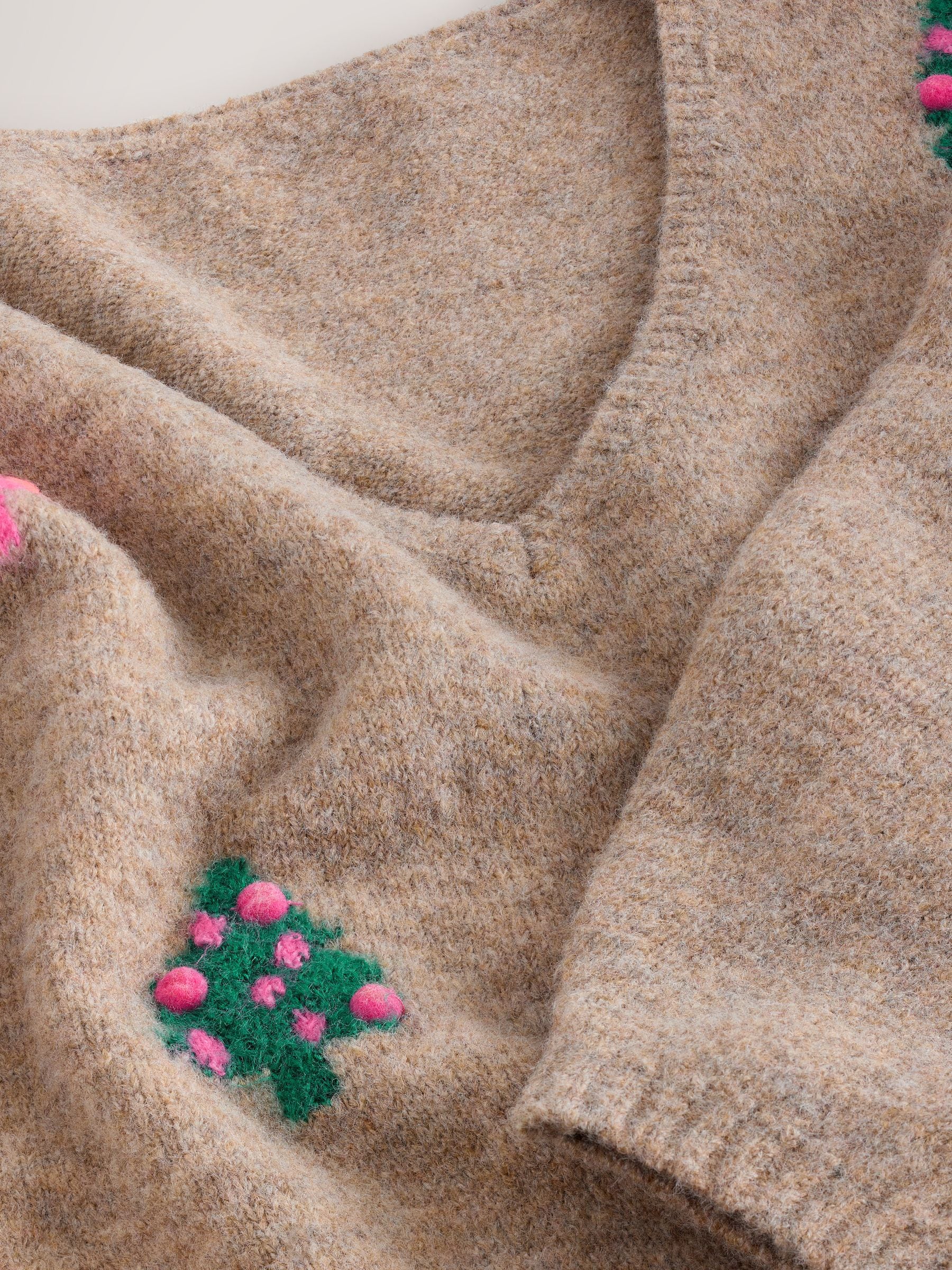 Neutral Bright Trees - V-Neck Matching Family Christmas Jumper