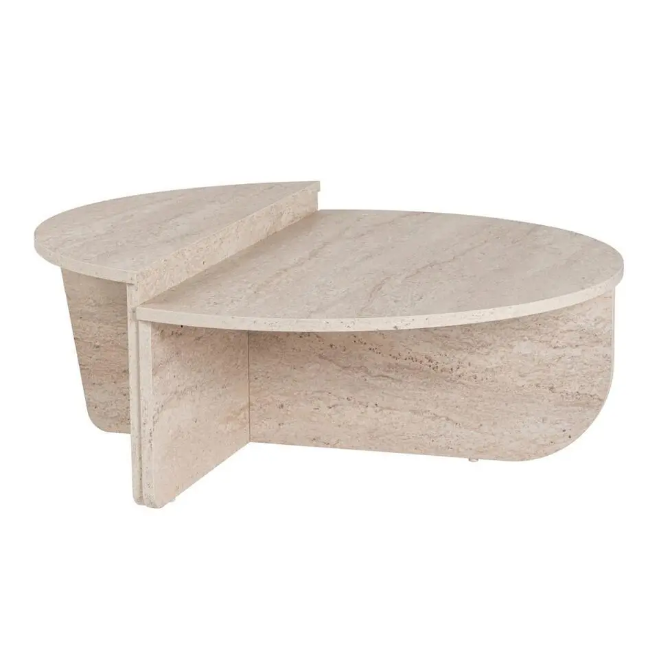 CALICOSY - Set van 2 Salontafels ORION - Travertijn - 35x90x90 cm